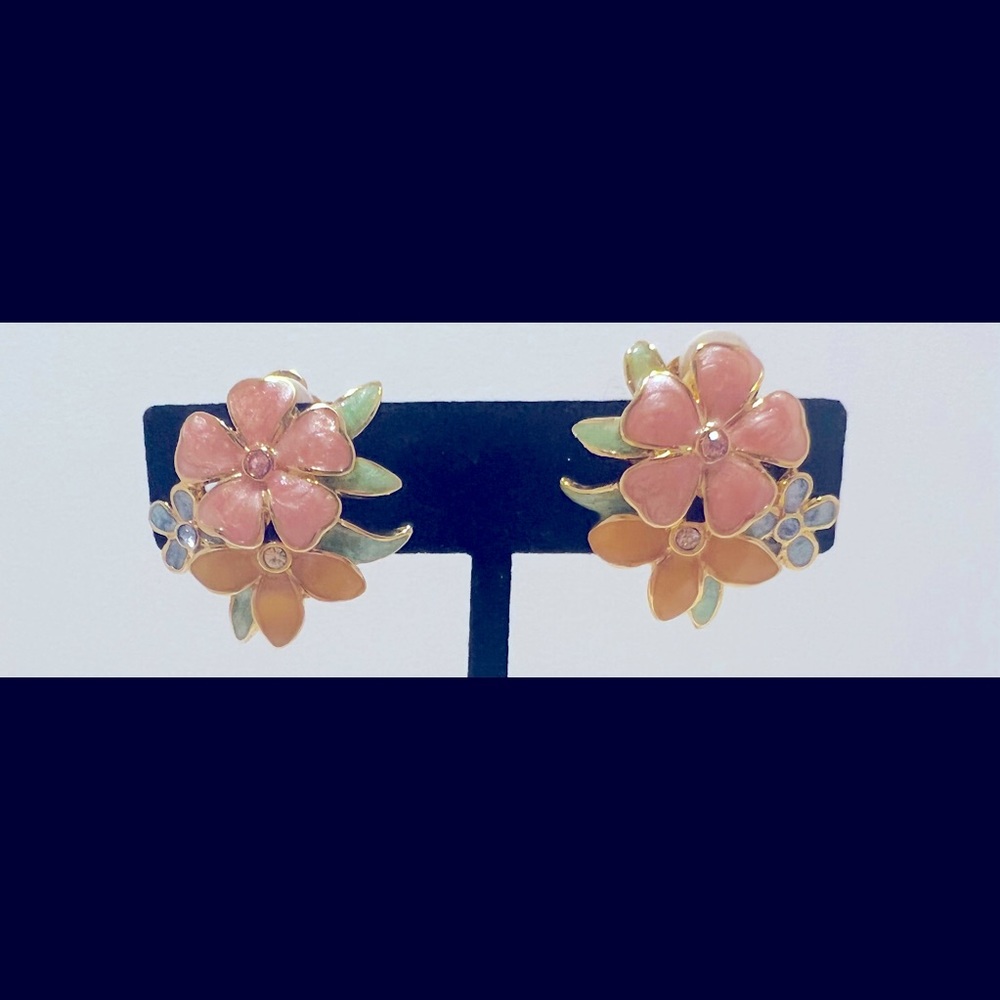 Joan Rivers Vintage Classic Collection Gold Tone Clip On Multi Gem Earrings